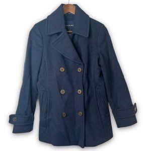 Lands' End Women's‎ Navy Wool Cashmere Blend Double Breasted Peacoat Size 4